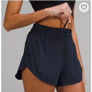 Track That High Rise Lululemon Shorts 3” Inseam Size 4 Navy Color